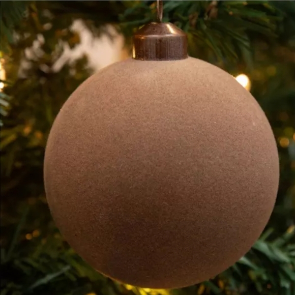 Hobby Lobby-The Christmas Shoppe Flocked Ball Ornaments-Brown - Picture 1 of 3